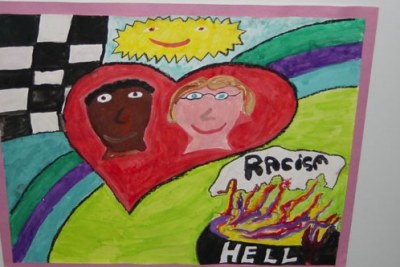 Racism equals Hell says this child's painting