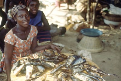 A fish vendor in Ghana.