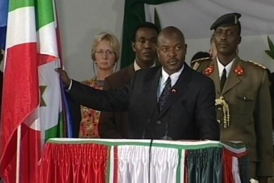 Pierre Nkurunziza, lors de sa prestation serment en 2005.