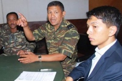 President Andrey Rajoelina with military leaders who helped him to power (file photo).