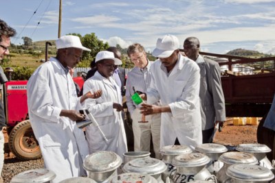 Bill Gates, co-chair of the Bill & Melinda Gates Foundation, visits a smallholder dairy farm in Kenya.
