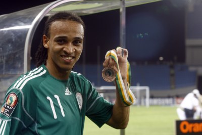 Peter Odemwingie of Nigeria plays for the UK club West Bromwich Albion.