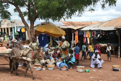 Market in Bafata (file photo): Businesses operated as usual after the Prime Minister was released by soldiers.