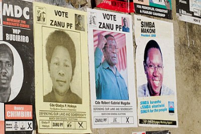 Election posters in Zimbabwe.