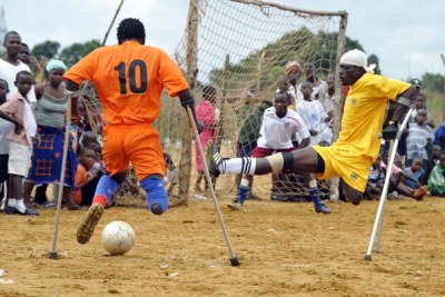 Liberian amputees play in a football game (file photo).