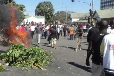 Protesters burn trees on the streets during the protests in Malawi (file photo).