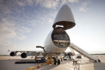 A British Airways cargo plane loaded with aid bound for East Africa.
