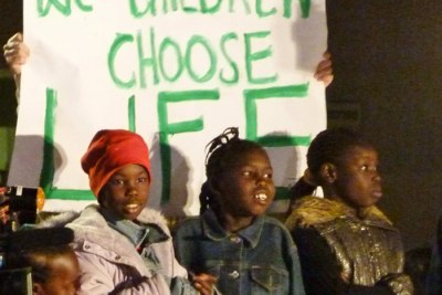 Des enfants sud soudanais à la manifestation des migrants africains en Israël.