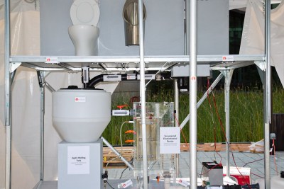 A toilet system that is solar powered and generates hydrogen and electricity.
