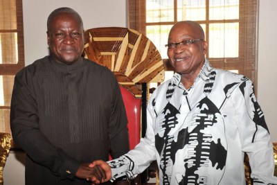President Jacob Zuma receives visit from President-elect John Dramani Mahama of Ghana, 30 Dec 2012