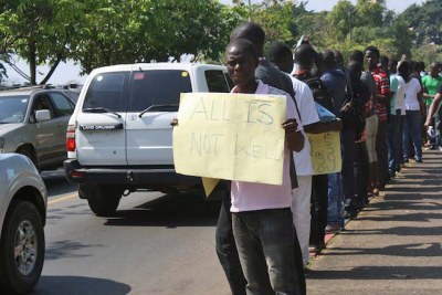 Liberians protest.