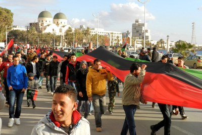 Libyans celebrate the February 17 revolution.
