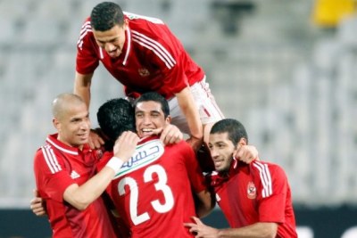 Egypt's Al Ahly players celebrating their win.