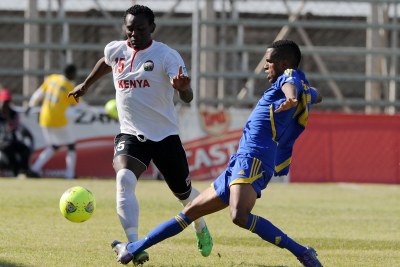 David Owino of Kenya tackled by Darren Christie of Swaziland (file photo).