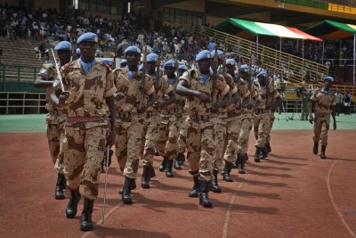 Des Casques bleus du contingent tchadien de la Mission des Nations Unies au Mali, la MINUSMA