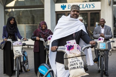 Protesters outside a Barclays branch called for the bank to reverse its closure of an account held by Dahabshiil, the biggest company remitting money from the UK to Somalia.