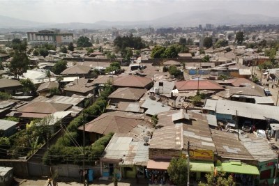 An informal settlement in the Ethiopian capital Addis Ababa.