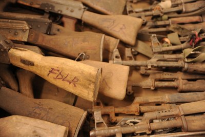 Small arms originating from the armed militia group in the eastern DRC, the Democratic Forces for the Liberation of Rwanda (FDLR), catalogued in Goma before being sent for destruction