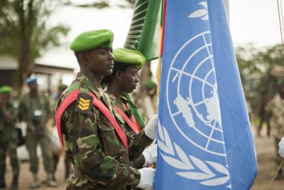 Soldats de la Mission multidimensionnelle intégrée des Nations unies pour la stabilisation en République Centrafricaine (Minusca) .