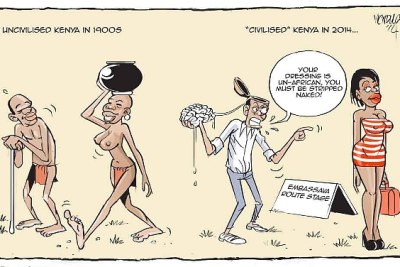 Prize-winning The Star cartoonist Victor Ndula's reacts to the stripping of a woman in Nairobi, apparently because of the way she was dressed.