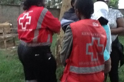 Red Cross personnel offering psychosocial support for families of Mandera Quarry Attack (file photo).