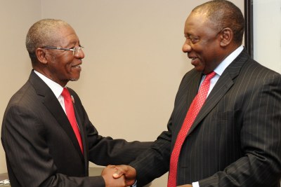Friendlier times: Lesotho's Prime Minister, Pakalitha Mosisili, left, with South African Deputy President Cyril Ramaphosa, the regional facilitator of talks with Lesotho, in September 2014.