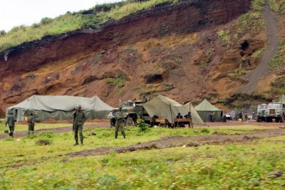 Un campement des FARDC à Kibati Goma, au Nord-Kivu.