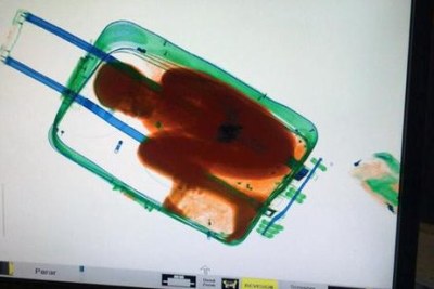A scanner at a Spanish border post showed a boy inside a suitcase.