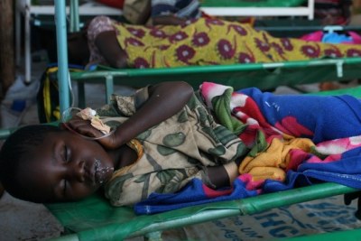 A child recovers after fleeing from Burundi to Tanzania. Tens of thousand of refugees have left Burundi since the current political crisis erupted.