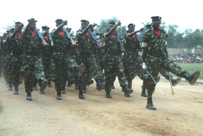 Soldiers parade at the 53rd anniversary of the independence of Burundi at Prince Louis Rwagasore stadium (file photo).