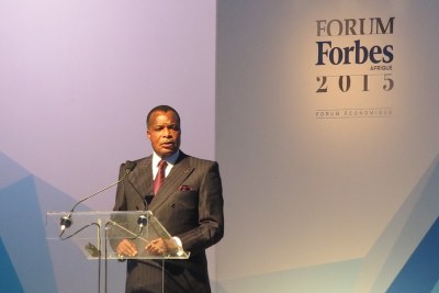 Denis Sassou Ngesso, Président de la République de Congo, clôturant le Forum Forbes Afrique 2015 qui s'est tenu le mardi 21 juillet 2015 à Brazzaville.