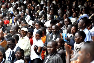 A section of Kenyans during the launch of the Sub-Saharan Africa Safe Promotion Foundation-International's jobs programme at Kasarani, Nairobi, on August 30, 2015.