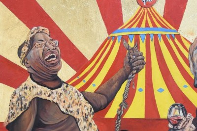 President Jacob Zuma as he is depicted in the painting 'The Pornography of Power' by Ayanda Mabulu.