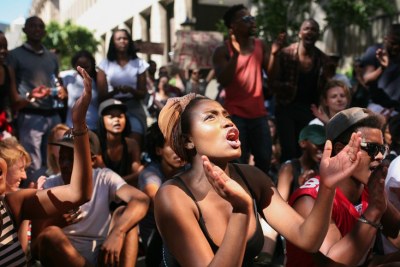 Students gathered in Cape Town's Parliamentary precinct to protest against university fee increases (file photo).