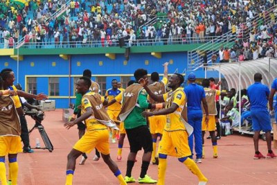 Rwanda players celebrating during the ongoing 2016 CHAN.