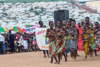 Young Burundian refugees showcase their cultural dances at a festive season celebrations at Mahama camp.