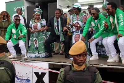 President Edgar Lungu and his party supporters.