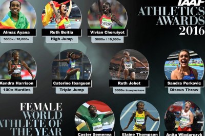 Women nominees for 2016 World Athlete of the year.