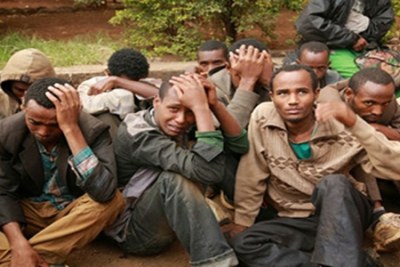 Detained Ethiopian illegal immigrants (file photo).