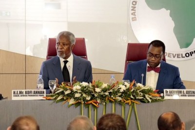 “Lights, Power, Action”: AfDB’s Adesina and Kofi Annan urge governments to close Africa’s energy deficit on Monday, March 13, 2017 in Abidjan, at the launch of the Africa Progress Panel Report on “Lights, Power, Action: Electrifying Africa