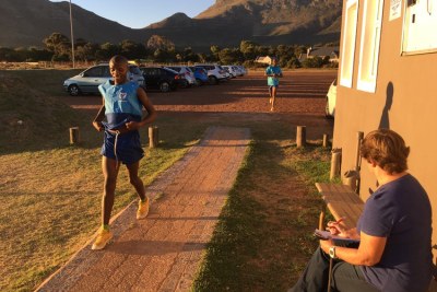 Inga Ngwenduana runs a time trial at Satori Athletics Club