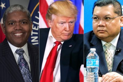 Two Africa posts to be filled by Trump administration? Cyril Sartor (far left) from the CIA may be picked to direct Africa at the National Security Council in the White House. J. Peter Pham from the Atlantic Council may be named Assistant Secretary of State for Africa.