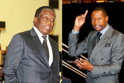 From left, Vice President Emmerson Mnangagwa and Prophet Emmanuel Makandiwa (file photo).