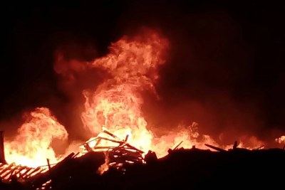 Kapalala Market on fire.