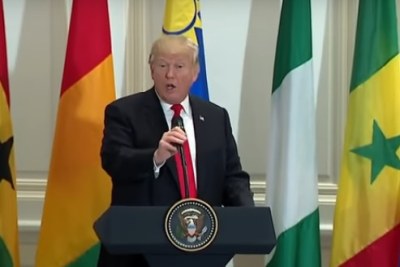United States President Donald Trump addresses African leaders in New York.