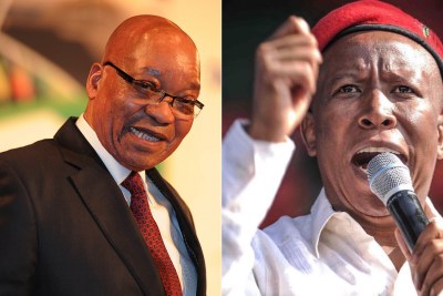 Former president Jacob Zuma and Julius Malema, leader of the Economic Freedom Fighters