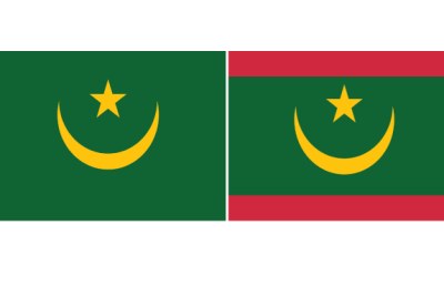 A gauche l'ancien drapeau de la Mauritanie , à droite le nouveau drapeau