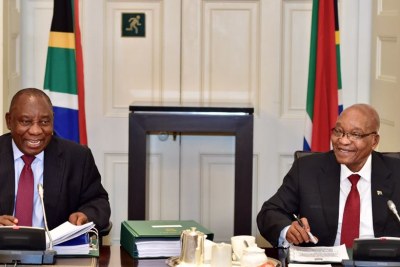 President Jacob Zuma, Deputy President Cyril Ramaphosa, ministers and their deputies attend Cabinet committee meetings in Cape Town on February 7.