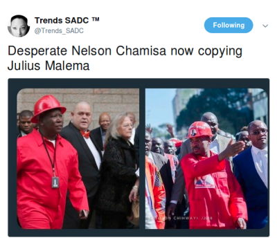 Zimbabwe Politician Chamisa Takes Heat on Twitter for Dressing Like Malema