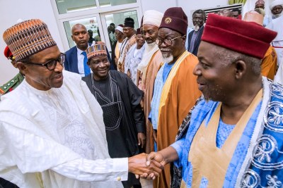 Buhari meets community leaders in Jos.